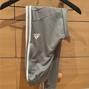 Adidas Kids Gray Joggers with White Stripes